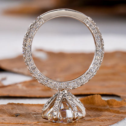 4.00 Ct Round Lab Diamond Ring – IGI Certified 3-Side Pavé Engagement Ring