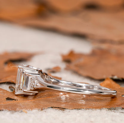 1.65TCW Emerald Cut Lab Diamond Trilogy Ring For Her