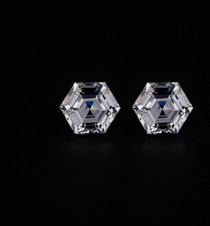 Hexagon Lab grown Diamonds Pair For 18K Solid Gold Lab Grown Diamond Earrings For Solitaire Studs HPHT/CVD Diamond Stud For Stunning Gift