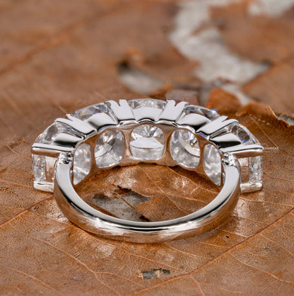 5 TCW Cushion Cut Lab Diamond Band | Five Stone Wedding Ring