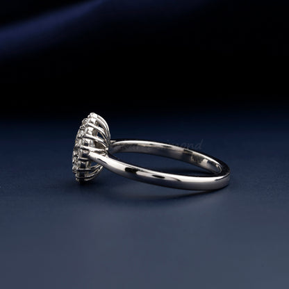 1CT Oval Cut Lab Diamond Ring | Halo Wedding Ring