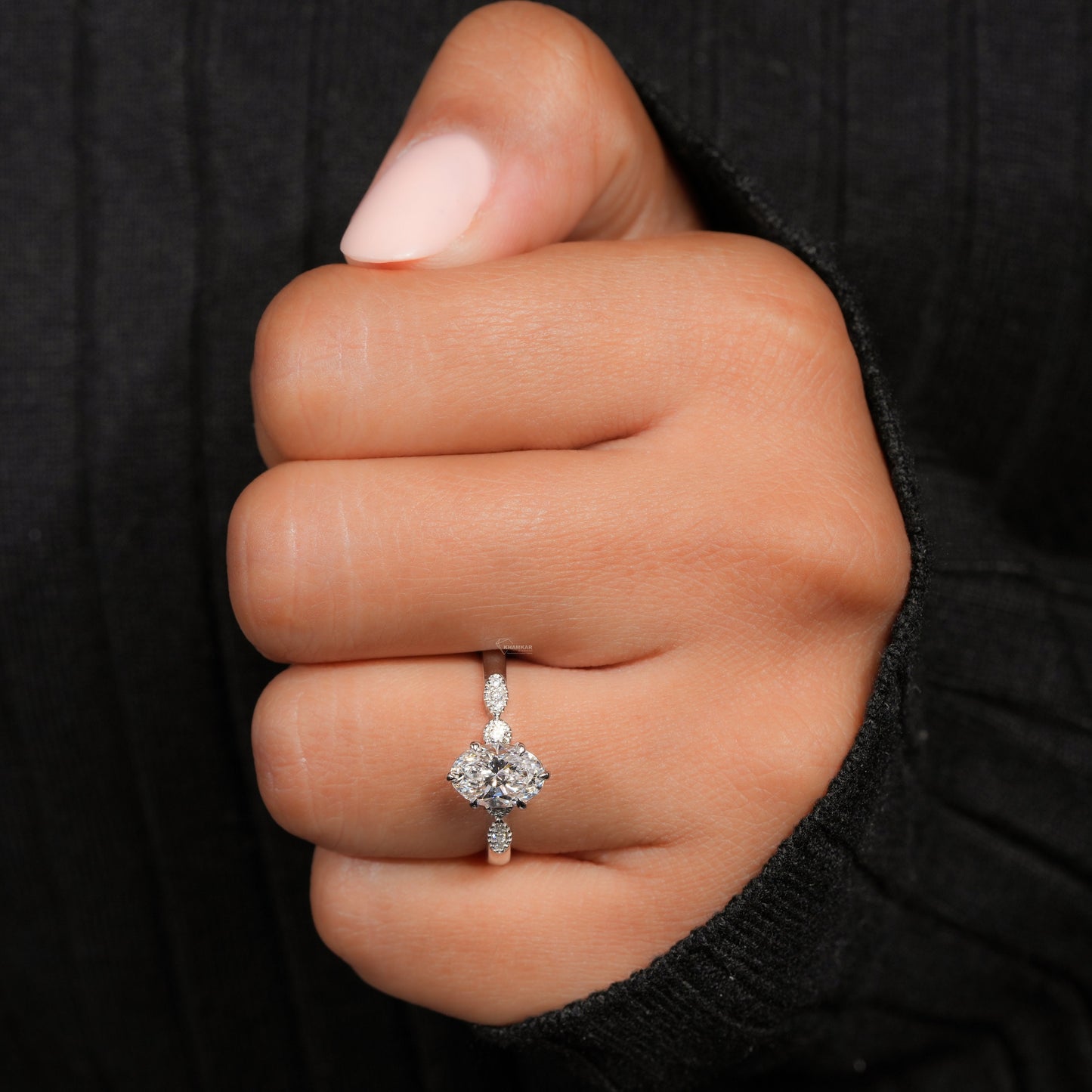 1. 1.00CT Oval Lab Diamond Ring – Vintage Milgrain Engagement Ring
