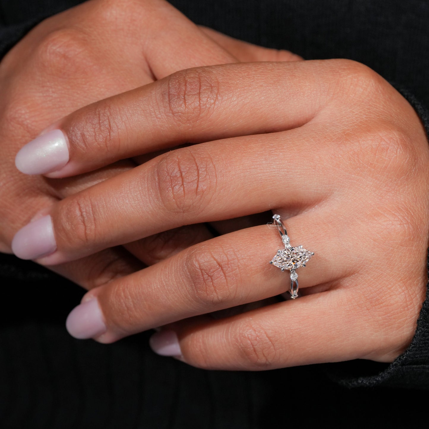 1.00 CT Marquise Lab-Grown Diamond Twisted Engagement Ring