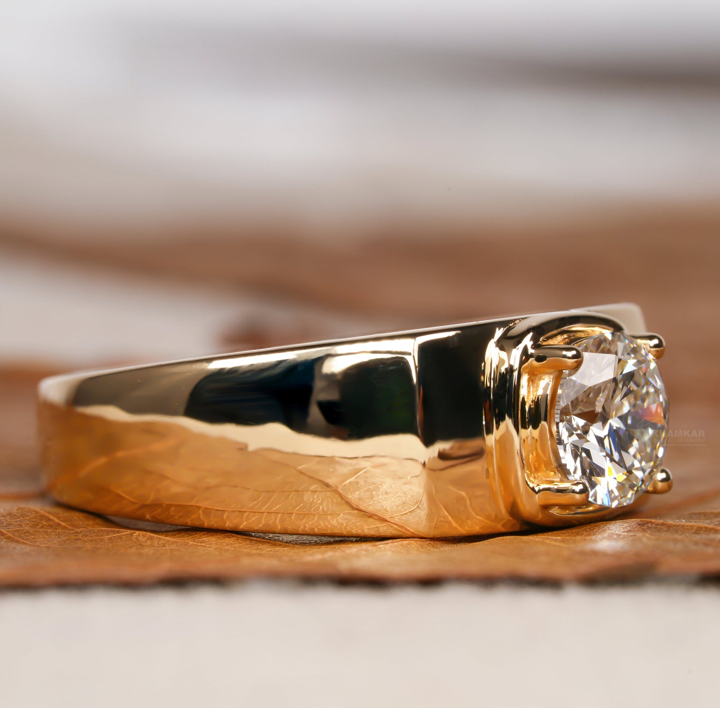 1.25CT Round Lab Grown Diamond Solitaire Engagement Ring For Men
