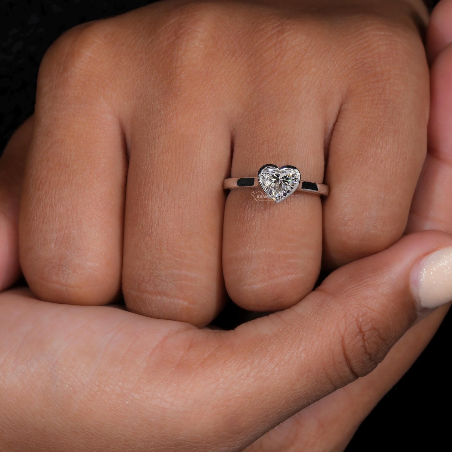 Heart Lab Diamond Ring | Bezel Set Solitaire Engagement Ring