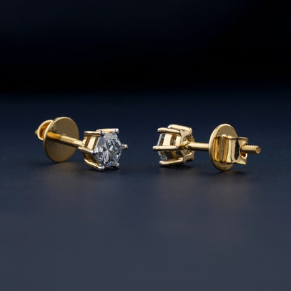 Light Blue Hexagon Lab Grown Diamond Solitaire Stud Earrings