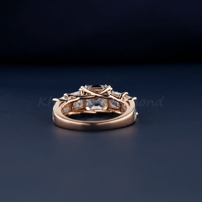 4.15 TCW Asscher Lab Diamond Engagement Ring, Wedding Anniversary Ring