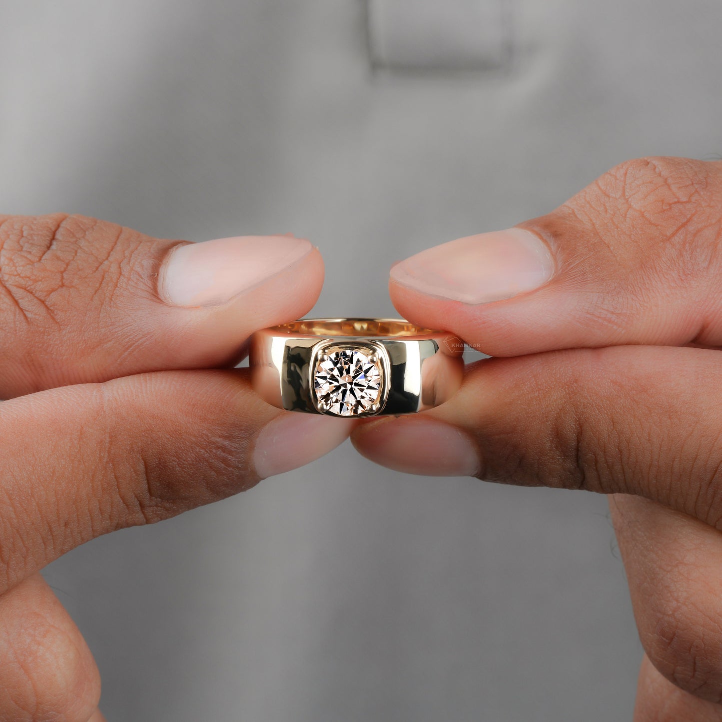 1.25CT Round Lab Grown Diamond Solitaire Engagement Ring For Men
