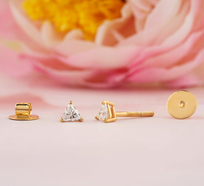 Trillion Cut Lab Diamond Screw Back Stud Earrings | Gift for Her