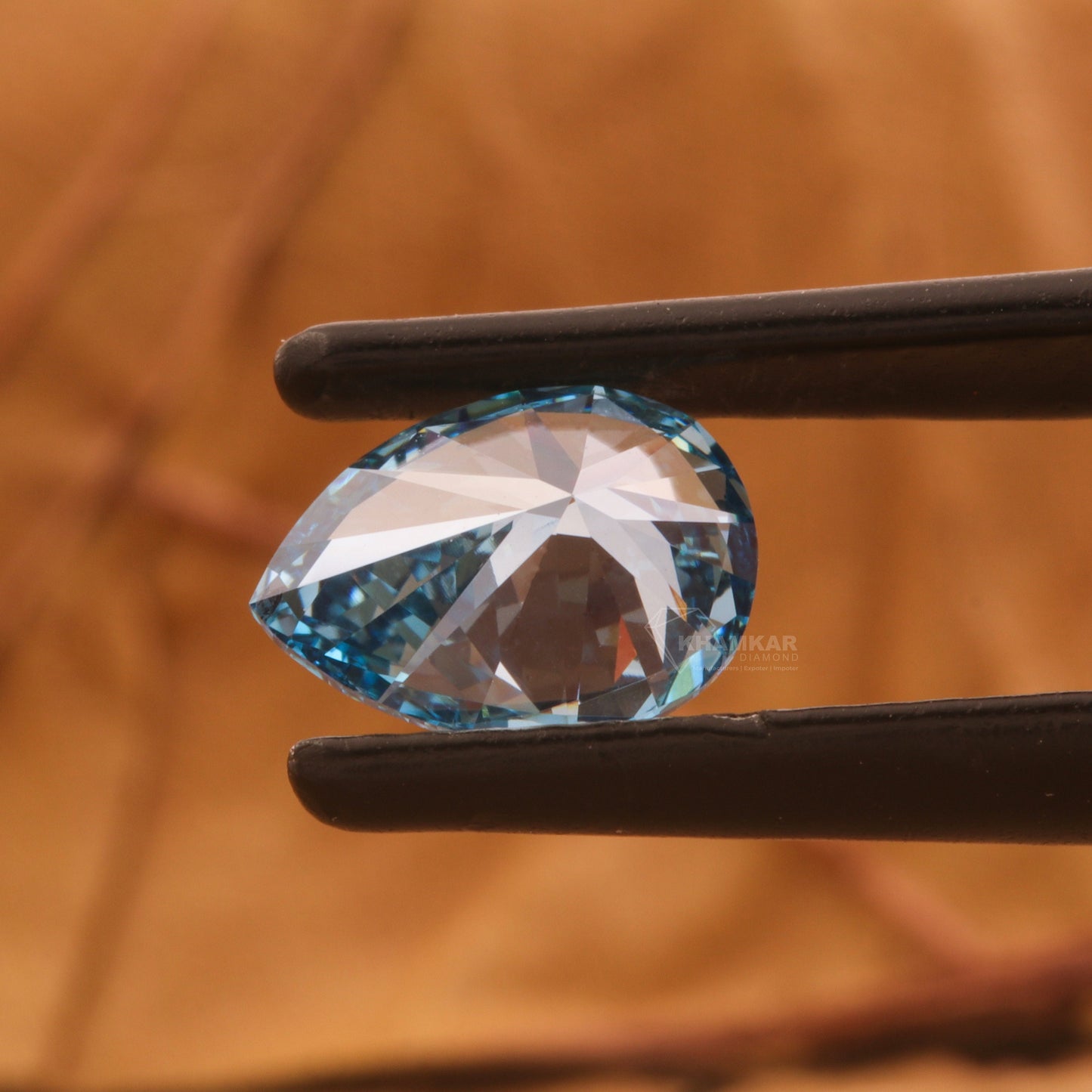 1CT Pear Fancy Vivid Blue Lab Grown Diamond For Pendant Fancy Blue Color Lab Made Loose Diamond For Her Blue Pear Diamond Ring Gift For Her