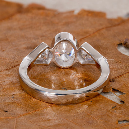 Oval Lab Diamond Three Stone Engagement RingHer