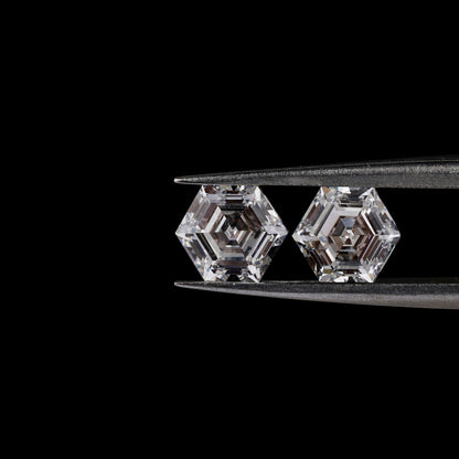 Hexagon Lab grown Diamonds Pair For 18K Solid Gold Lab Grown Diamond Earrings For Solitaire Studs HPHT/CVD Diamond Stud For Stunning Gift