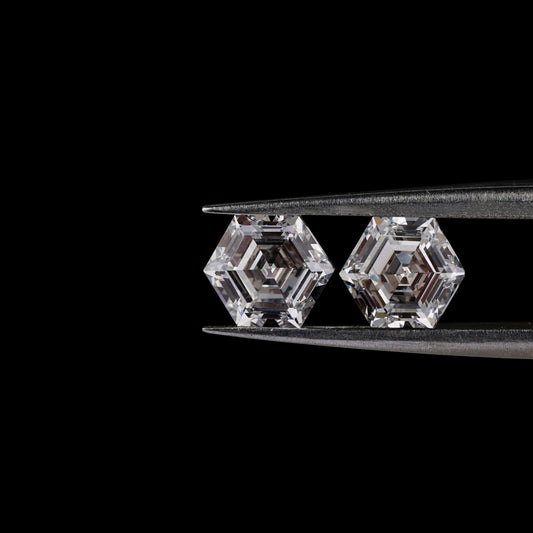 Hexagon Lab grown Diamonds Pair For 18K Solid Gold Lab Grown Diamond Earrings For Solitaire Studs HPHT/CVD Diamond Stud For Stunning Gift