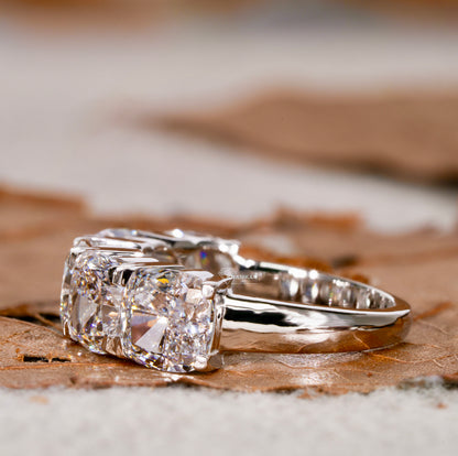 5 TCW Cushion Cut Lab Diamond Band | Five Stone Wedding Ring