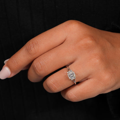 1.20 TCW Emerald Cut Lab Diamond Engagement Ring For her