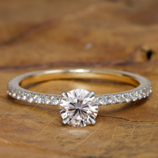 0.50 CT Round Brilliant Cut Lab Grown Hidden Halo Diamond Ring, Wedding Ring, Pave Set Diamond Ring, Bridal Engagement Ring, Proposal Ring