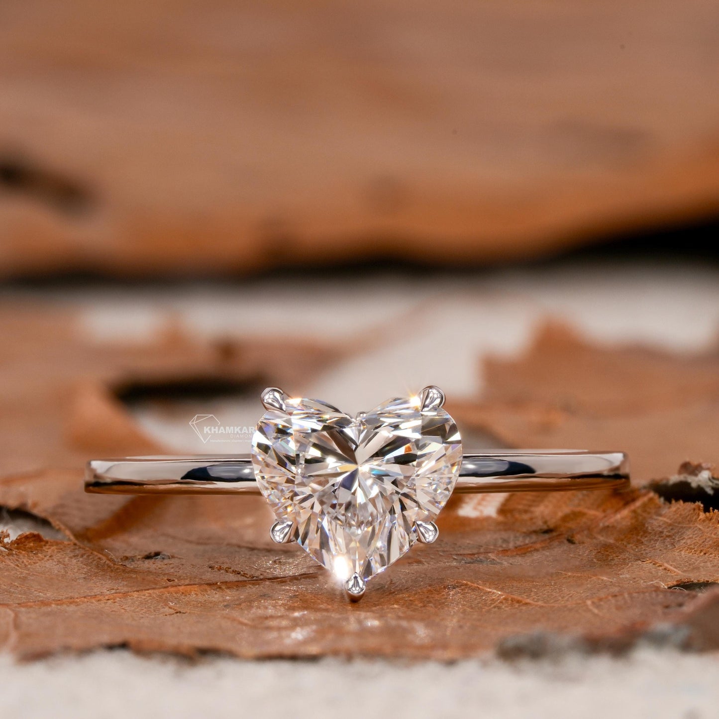 1.00CT Heart Lab  Diamond Engagement Ring – Hidden Halo Solitaire Ring for Her