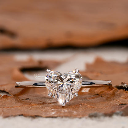 1.00CT Heart Lab  Diamond Engagement Ring – Hidden Halo Solitaire Ring for Her