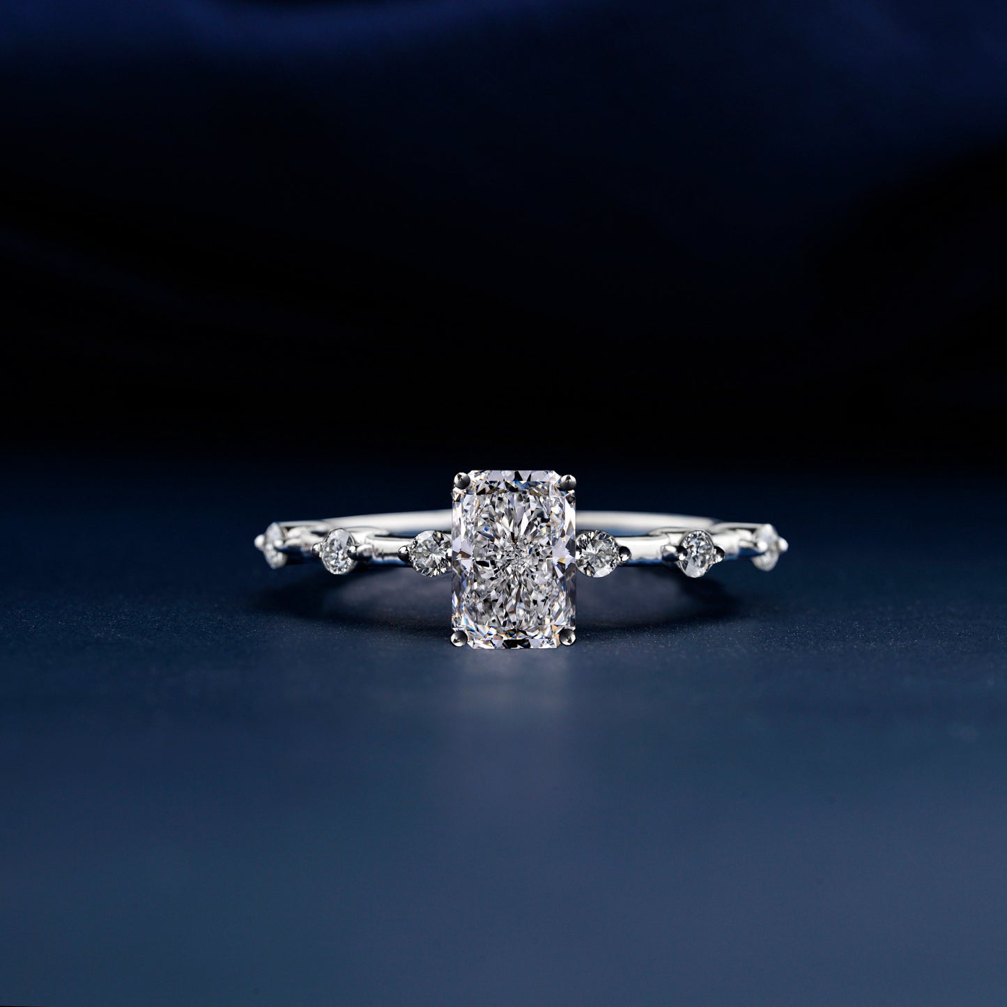 IGI Certified 1CT Radiant Cut Lab Diamond Pavé Engagement Ring