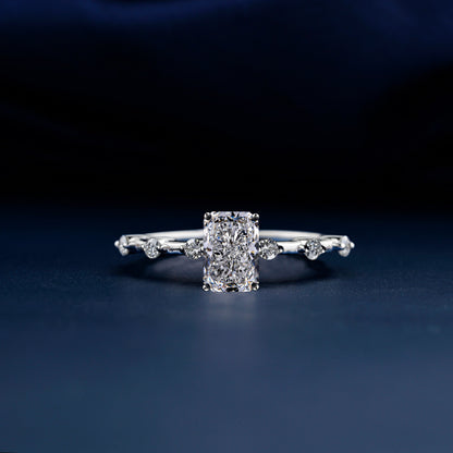 IGI Certified 1CT Radiant Cut Lab Diamond Pavé Engagement Ring