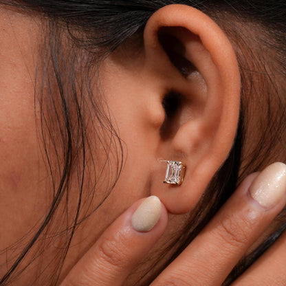2.00 TCW Emerald Lab Diamond Solitaire Stud Earrings