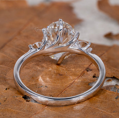 2CT Oval Three Stone Lab Grown Diamond Engagement Ring