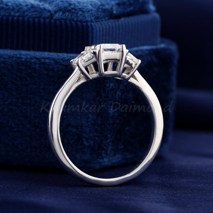 Radiant 1.30CT Lab Diamond Three Stone Engagement Ring