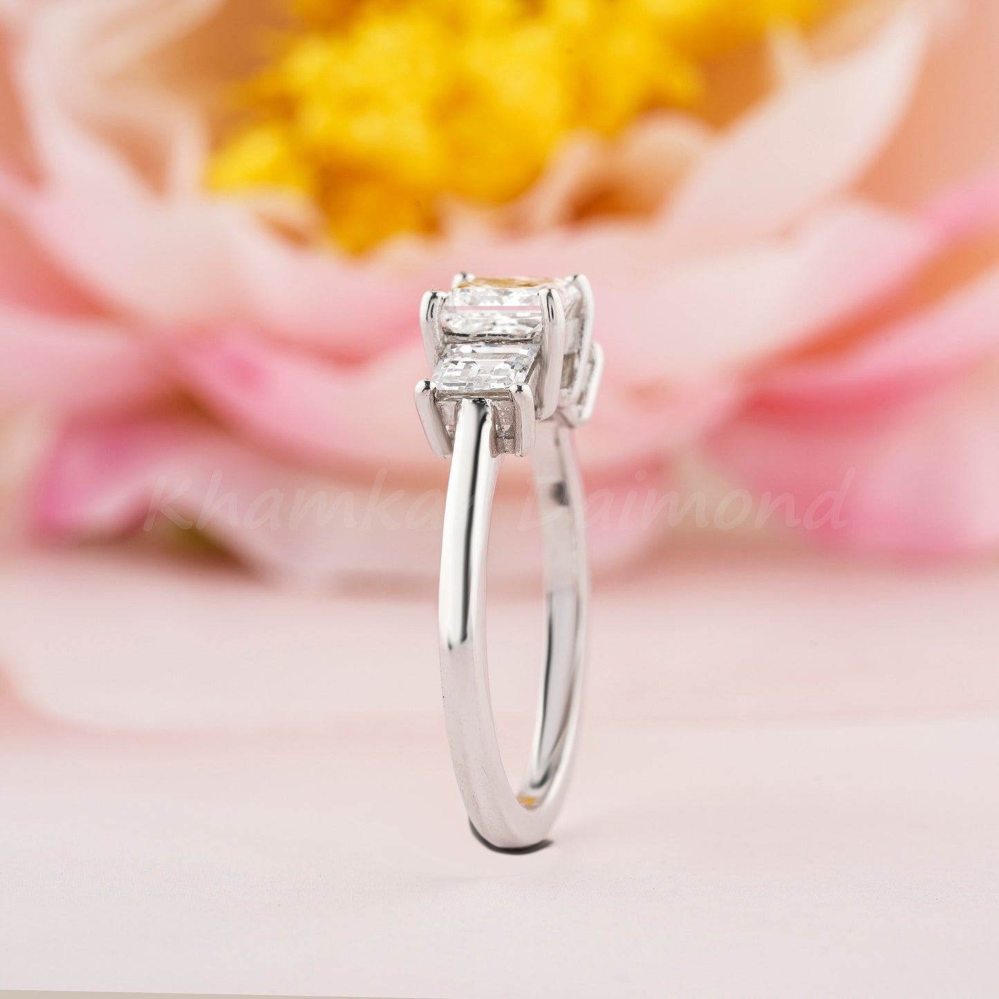 Princess Cut Lab Diamond Three Stone Ring Wedding Ring