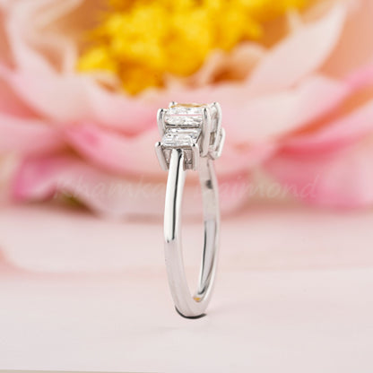 Princess Cut Lab Diamond Three Stone Ring Wedding Ring