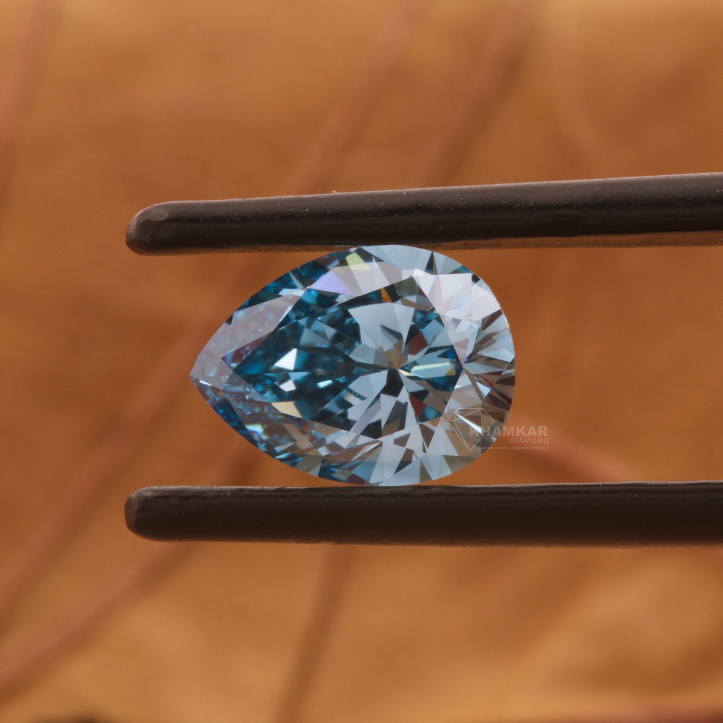 1CT Pear Fancy Vivid Blue Lab Grown Diamond For Pendant Fancy Blue Color Lab Made Loose Diamond For Her Blue Pear Diamond Ring Gift For Her