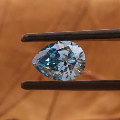1CT Pear Fancy Vivid Blue Lab Grown Diamond For Pendant Fancy Blue Color Lab Made Loose Diamond For Her Blue Pear Diamond Ring Gift For Her