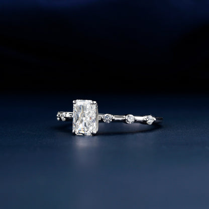 IGI Certified 1CT Radiant Cut Lab Diamond Pavé Engagement Ring