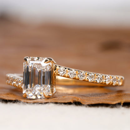 Emerald Cut 1CT Lab Grown Diamond Ring – Pave Claw Setting
