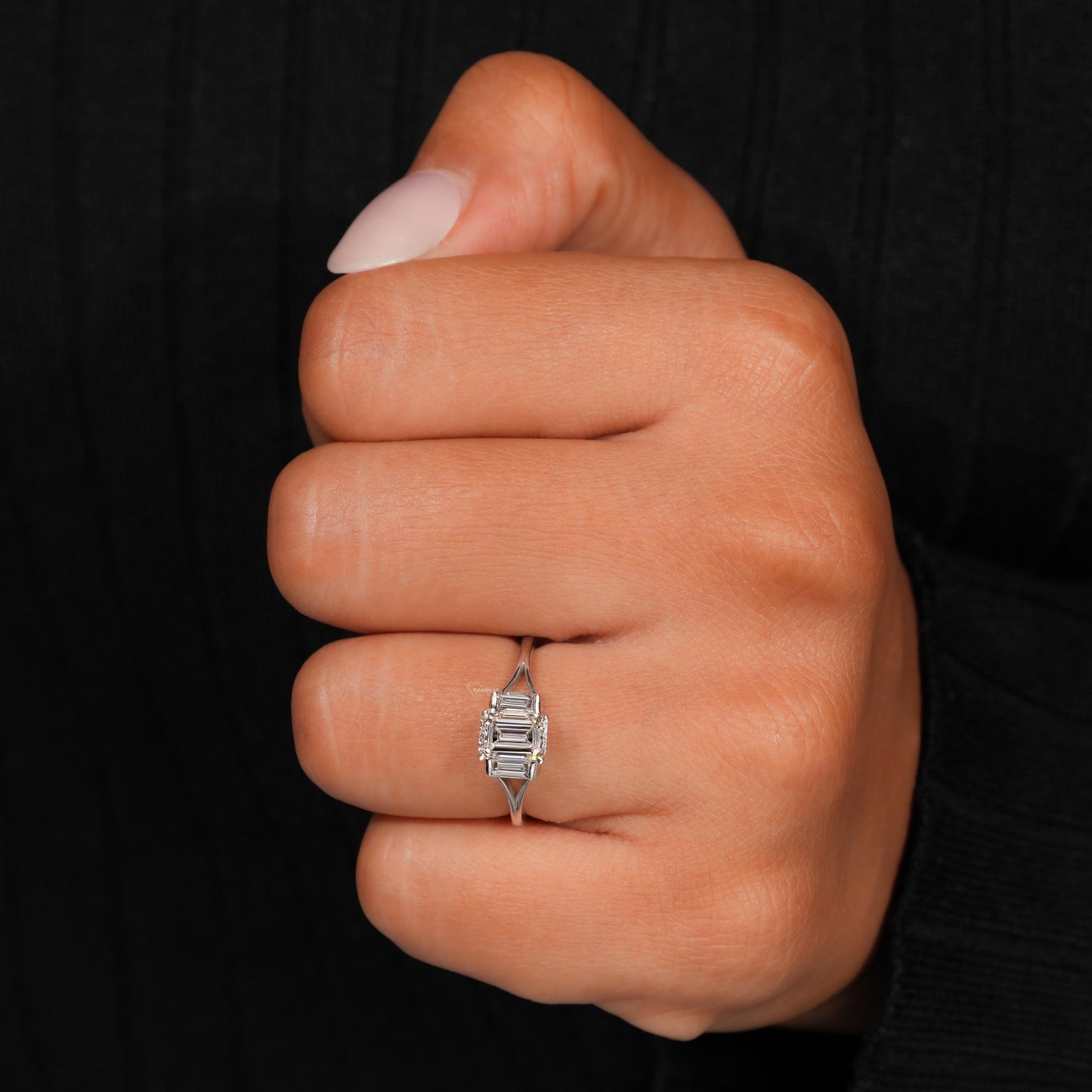 1.20 TCW Emerald Cut Lab Diamond Engagement Ring For her