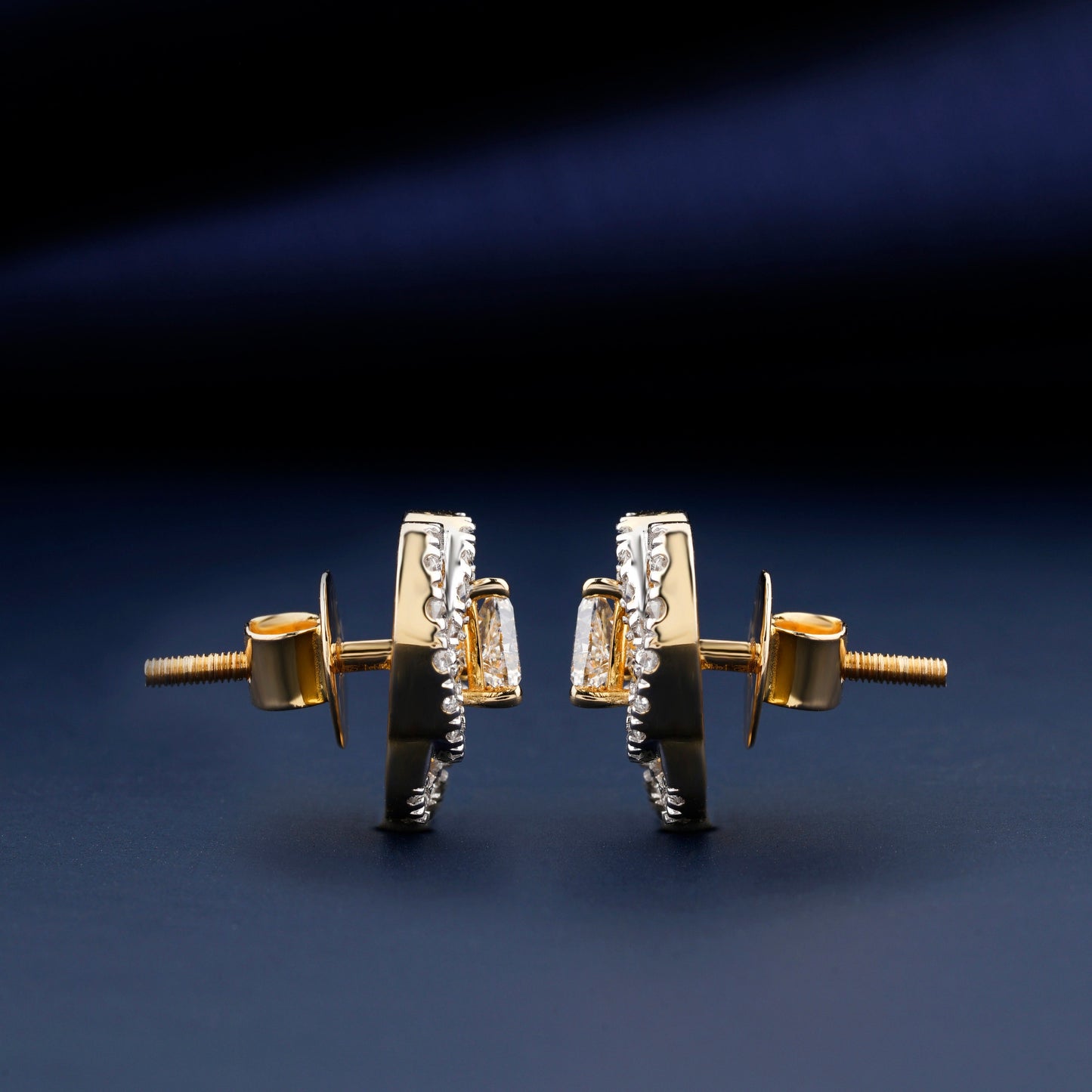 1.40 TCW Trillion Cut Stud Earrings,Lab Diamond Wedding Studs,Jacket Stud Earrings,Halo Earrings,Screw Back Studs,Gift For Her