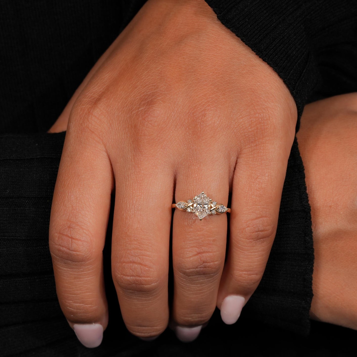 1.00 Ct Dutch Marquise Cut Diamond Engagement Ring,Lab Grown Diamond Wedding Ring,IGI Certified,Antique Cut Diamond,Anniversary Ring For Her