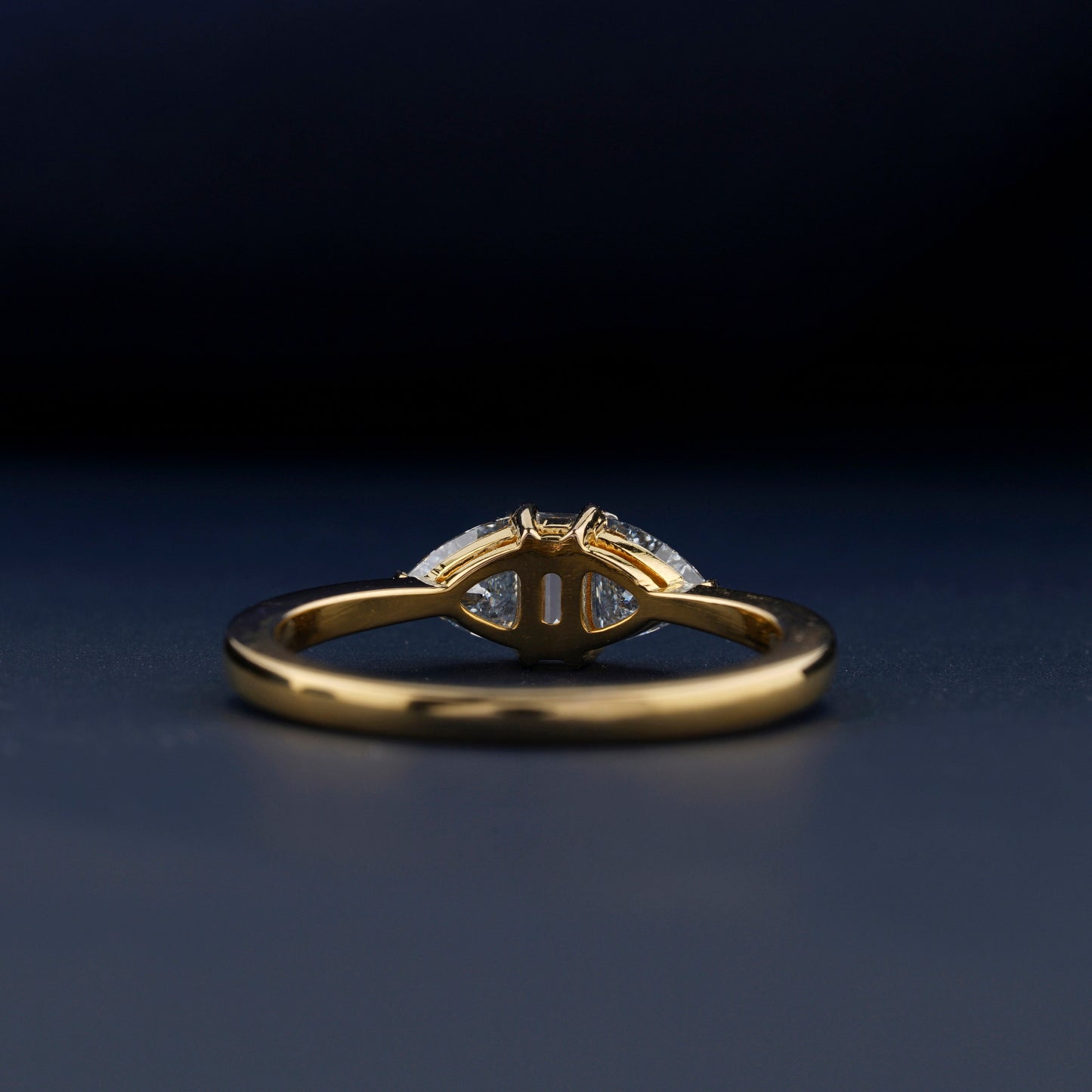 Blue Trillion Lab Diamond Engagement Ring – Three Stone Ring
