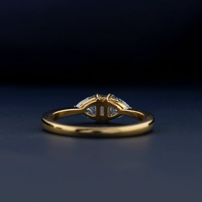 Blue Trillion Lab Diamond Engagement Ring – Three Stone Ring