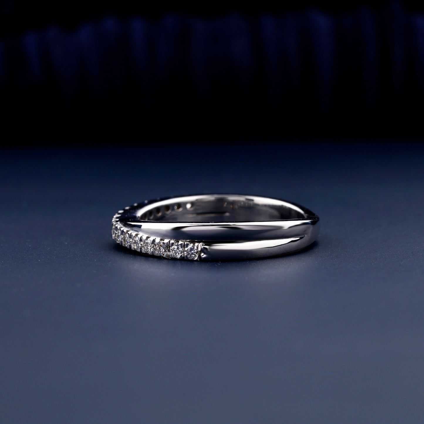 1.60mm Round Lab Grown Diamond Engagement Ring Eternity Diamond Band 14K White Gold Band Criss Cross Round Wedding Band X Diamond Ring
