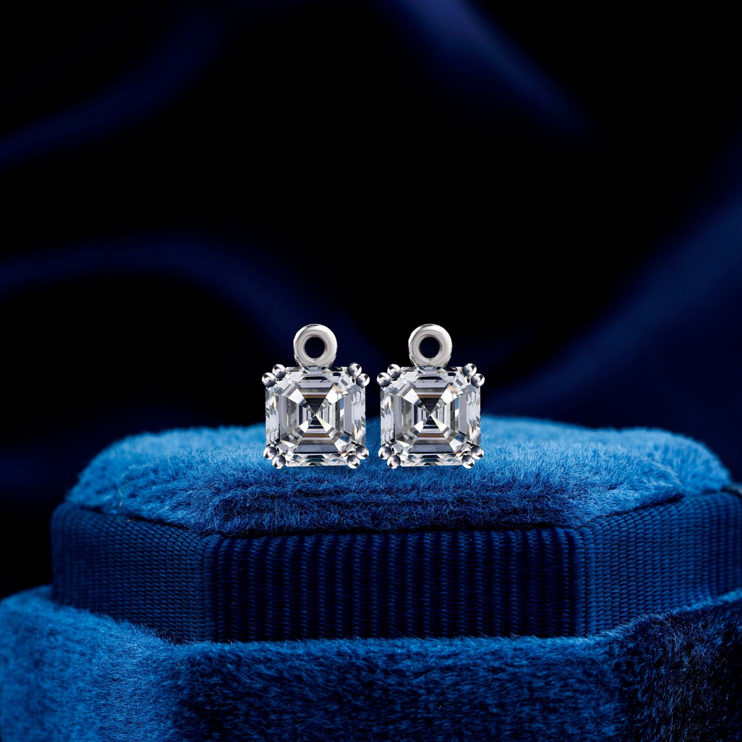 1 CT Each Asscher Cut Labgrown Diamond Earring Charms Stud Earrings Wedding Gift Gift For Her Gift For Anniversary For Earrings CVD Diamond