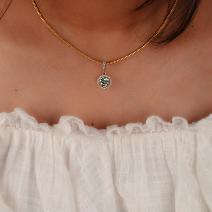 1 CT Round Lab Diamond Halo Pendant – Anniversary Diamond Pendant Gift for Her