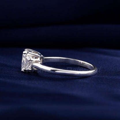 Radiant 1.30CT Lab Diamond Three Stone Engagement Ring