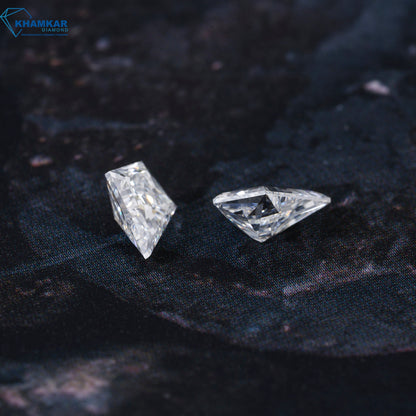 Kite Cut Labgrown Diamond For Studs,CVD-HPHT Diamond For Gift, Conflict Free Diamond,Side Stone Ring,18K White Gold Kite Diamond Bezel Stud