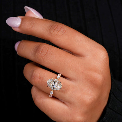 3.50CT Oval Lab Diamond Engagement Ring Marquise & Round Pave