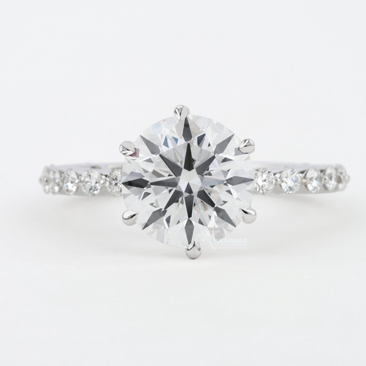 3 CT Round Lab Grown Diamond Halo Engagement Ring in White Gold
