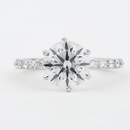 3 CT Round Lab Grown Diamond Halo Engagement Ring in White Gold