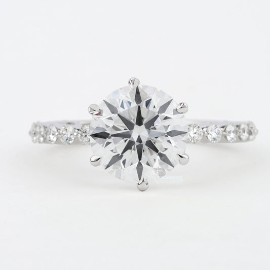3 CT Round Lab Grown Diamond Halo Engagement Ring in White Gold