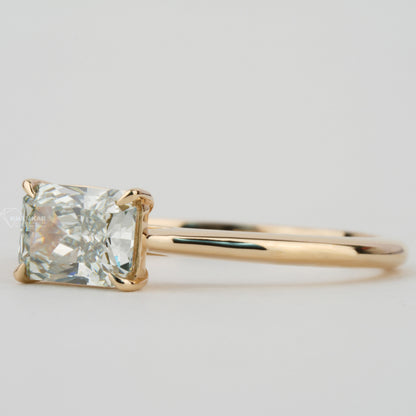 Olive Green Radiant Cut Lab Diamond Solitaire Engagement Ring for Her