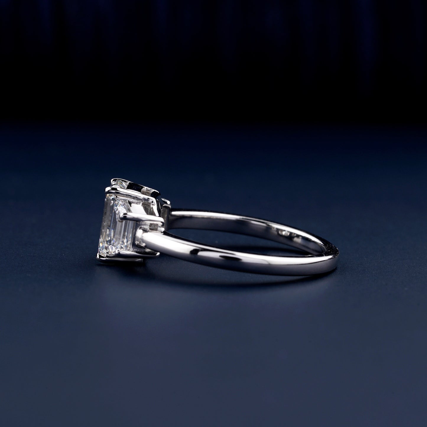 Emerald Cut Three Stone Lab Grown Diamond Engagement Ring | 1CT Anniversary Gift Ring