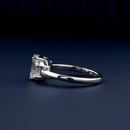 Emerald Cut Three Stone Lab Grown Diamond Engagement Ring | 1CT Anniversary Gift Ring